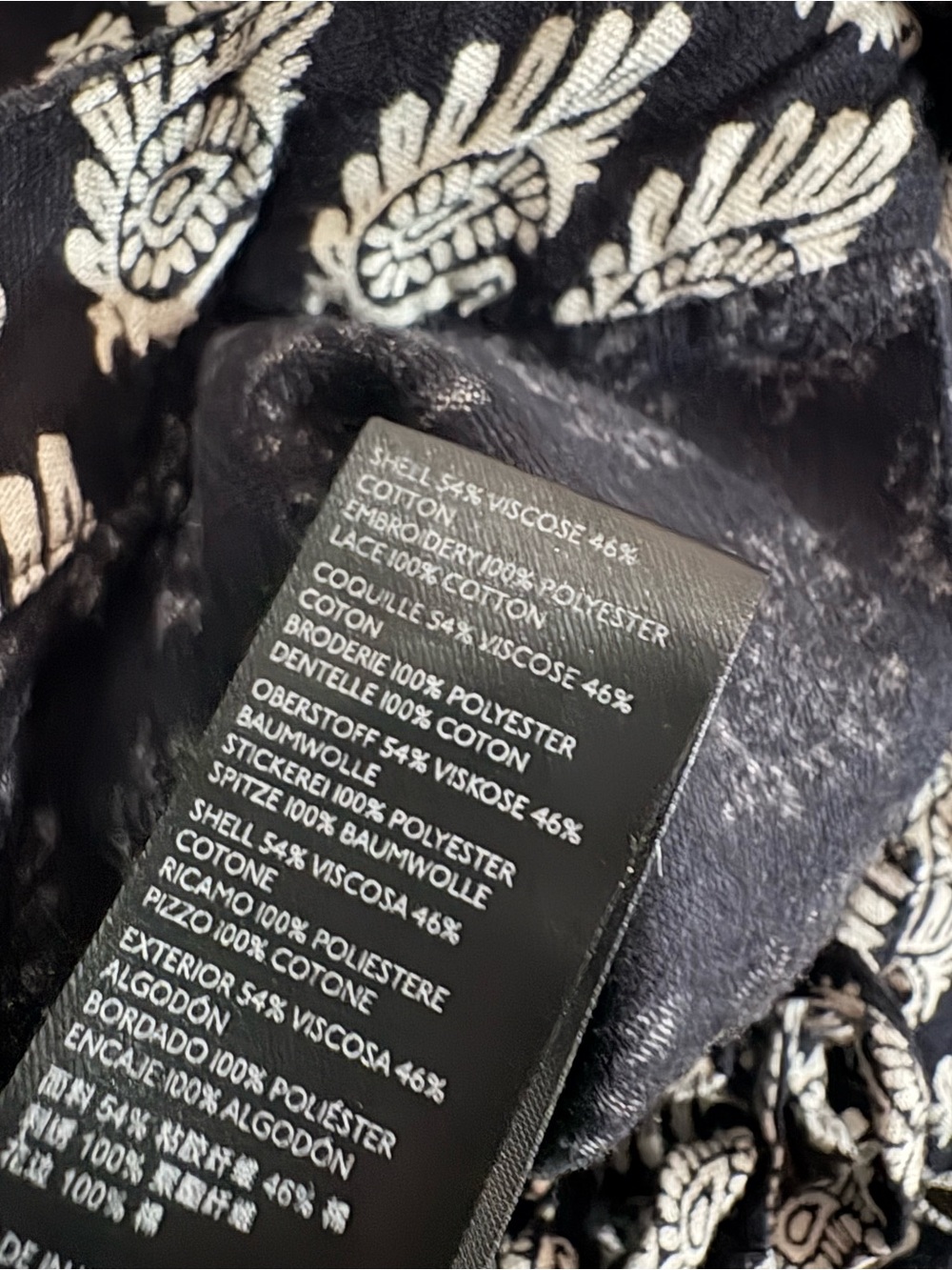 Anthropologie Black Patterned Wide-Leg Bib Jumpsuit with Floral Accents - Picture 10 of 12